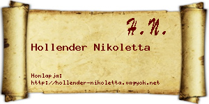 Hollender Nikoletta névjegykártya